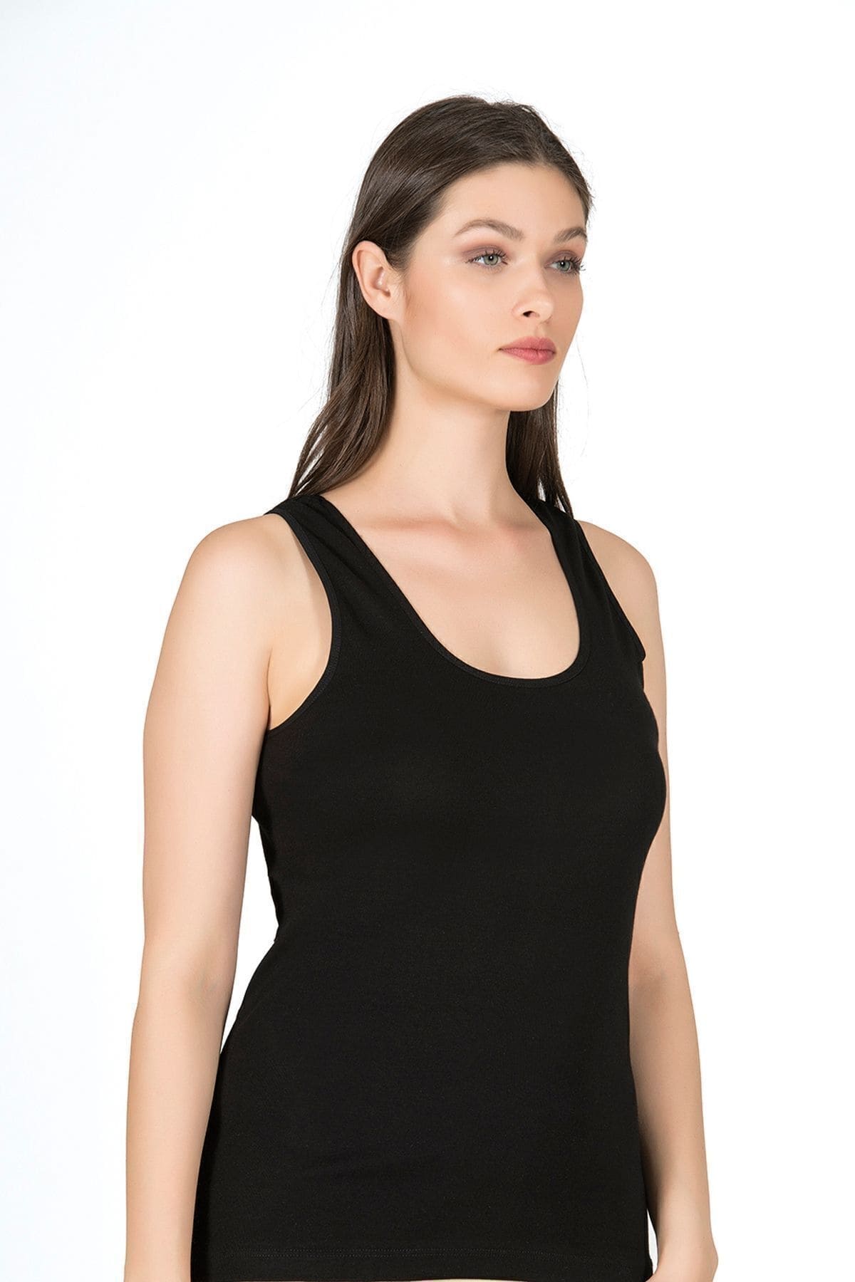 Kalın Askılı Ribana Pamuklu Atlet Özkan 0111 - Siyah