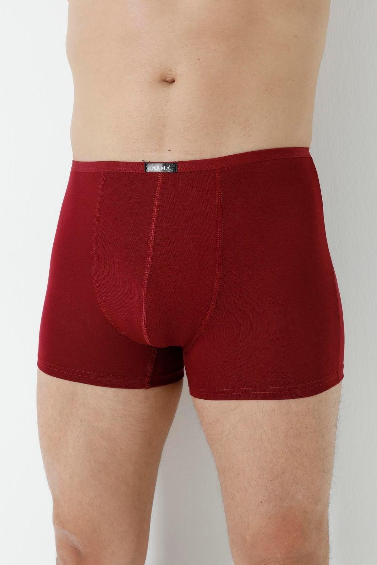 Bordo Bambu İnce Bel Lastikli Boxer Arma Yıldız 1190 - Bordo