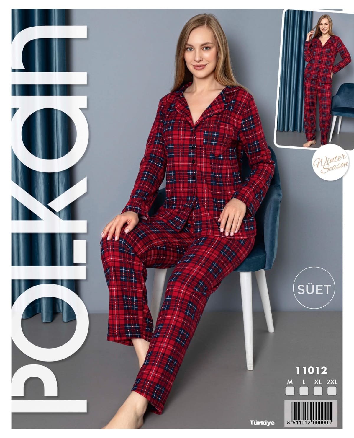 Polkan Bordo Çizgili Uzun Kollu Pijama Takımı Polkan 11012