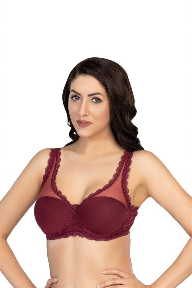 Dantel Detaylı Balenli Toparlayıcı Sütyen Emay 172 - Bordo
