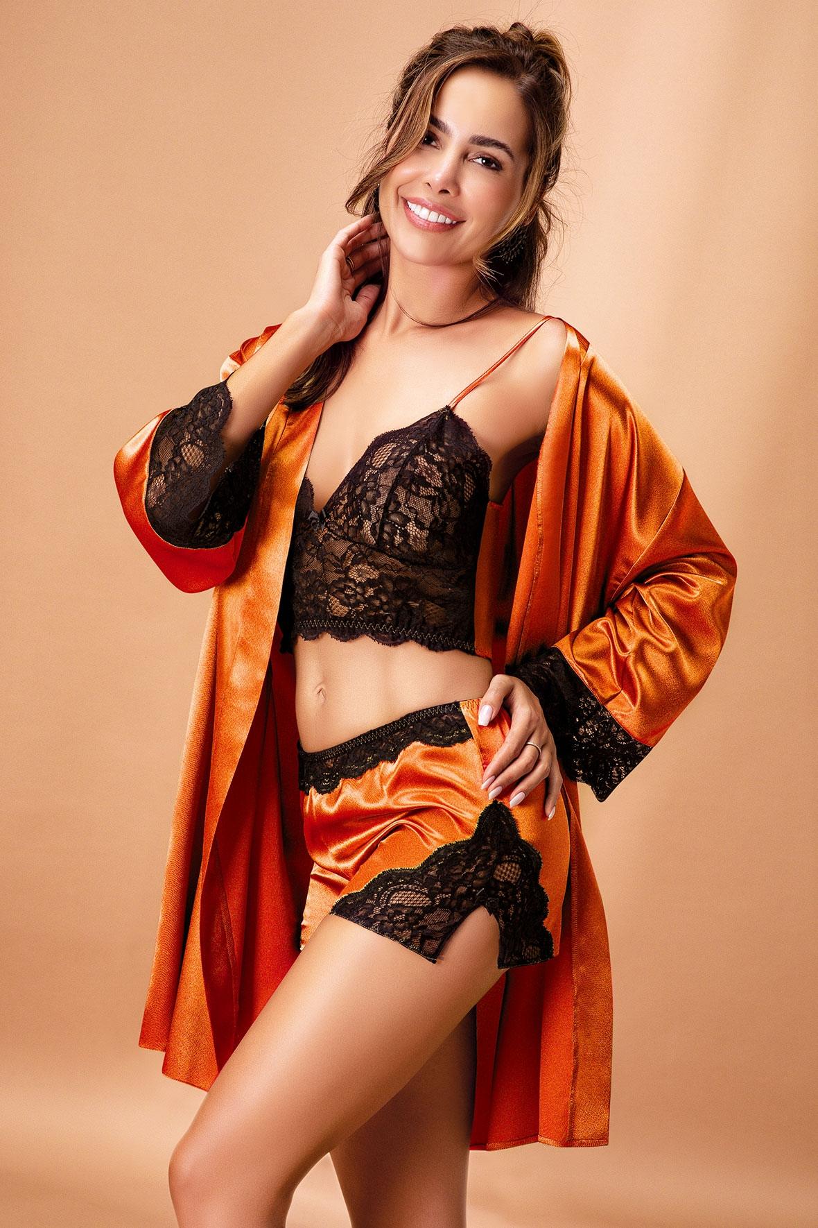 Bralet Üst ve Şort Detaylı Pijama Takımı Mor Nurteks 3509 - Görsel