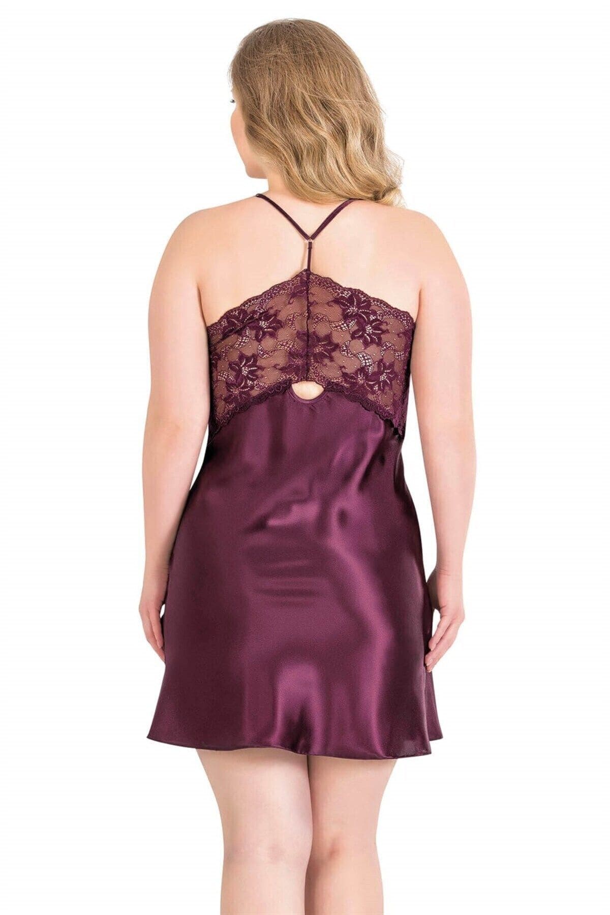 Ahu Lingerie Saten Kısa Sabahlık Gecelik Takımı Büyük Beden Ahu 6162 - Görsel 3