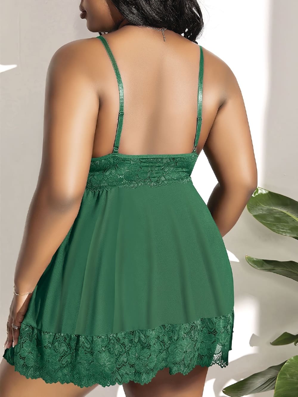 Pink Night Büyük Beden Yeşil Dantelli Erotik Gecelik Pink Night 6667 - Görsel 2