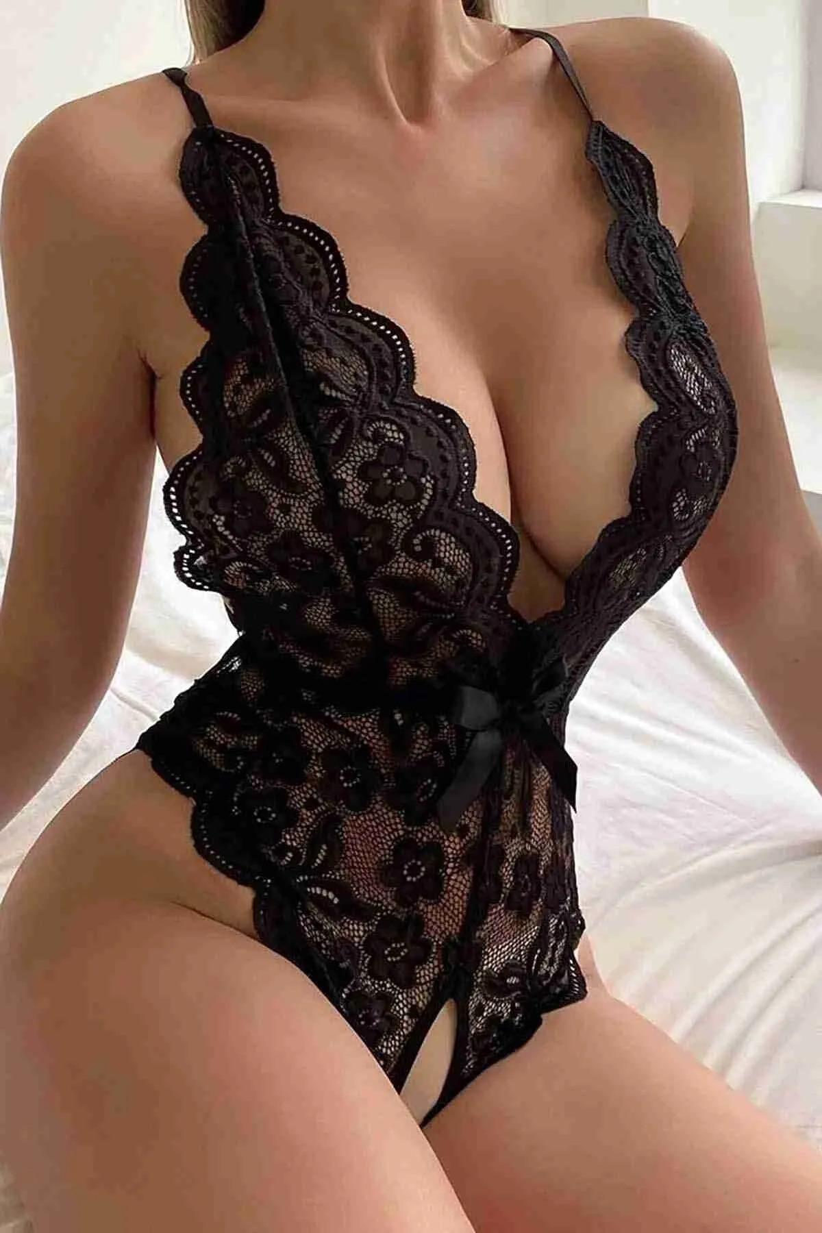 Dantel Açık Bölge Detaylı Çapraz Askılı Body For Dreams 8458 - Siyah