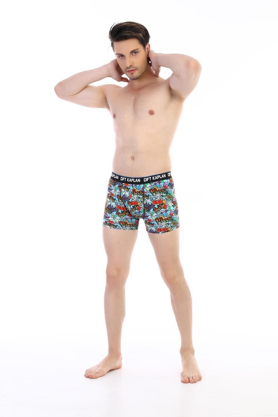 Pamuklu Elastan Renkli Figür Boxer Çift Kaplan 796 - Görsel