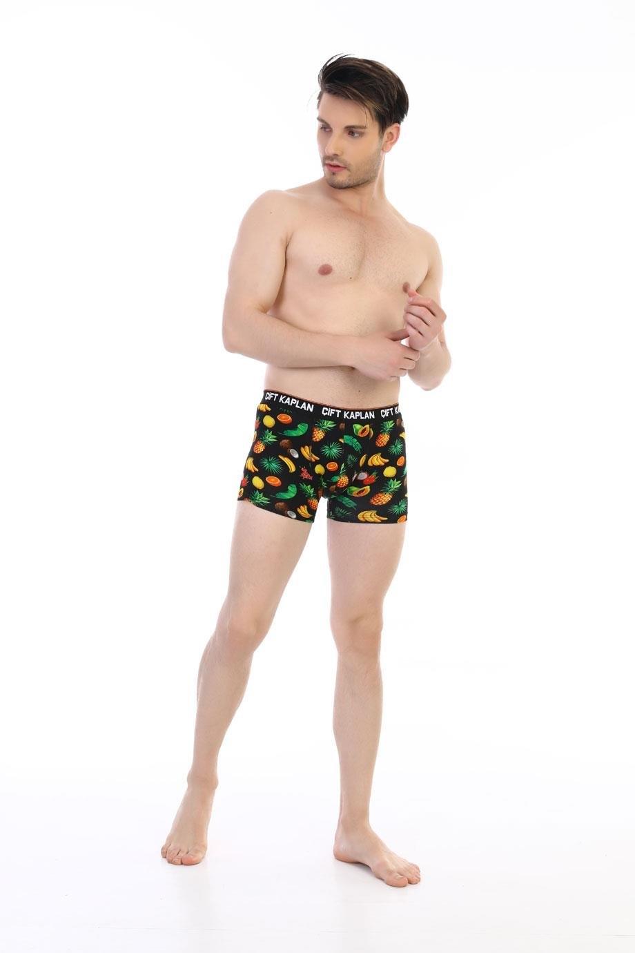 Pamuklu Elastan Renkli Erkek Boxer Çift Kaplan 796 - Görsel