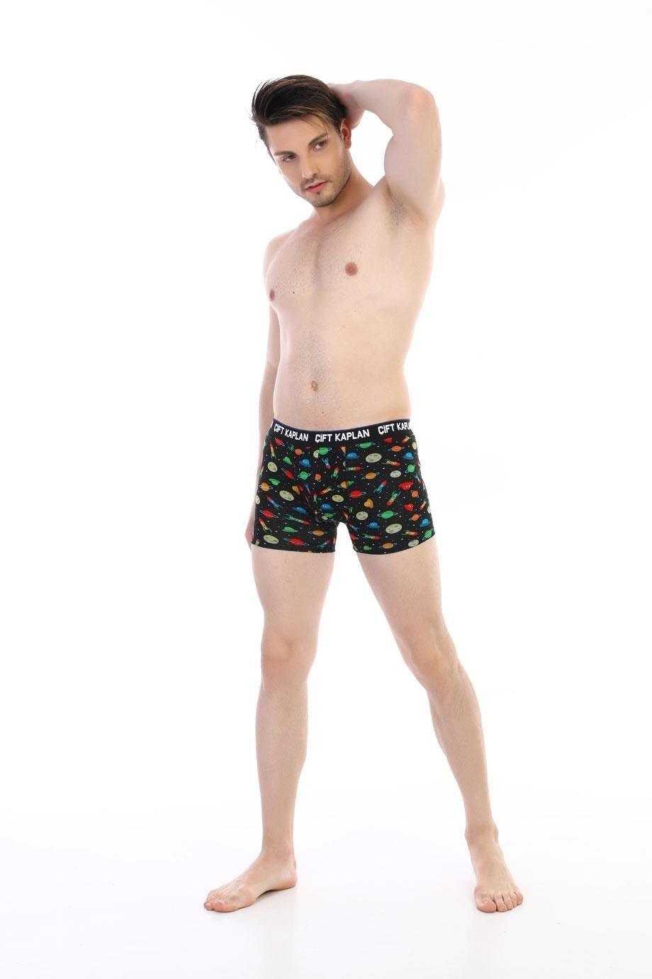 Pamuklu Elastan Somon Erkek Boxer Çift Kaplan 796 - Görsel