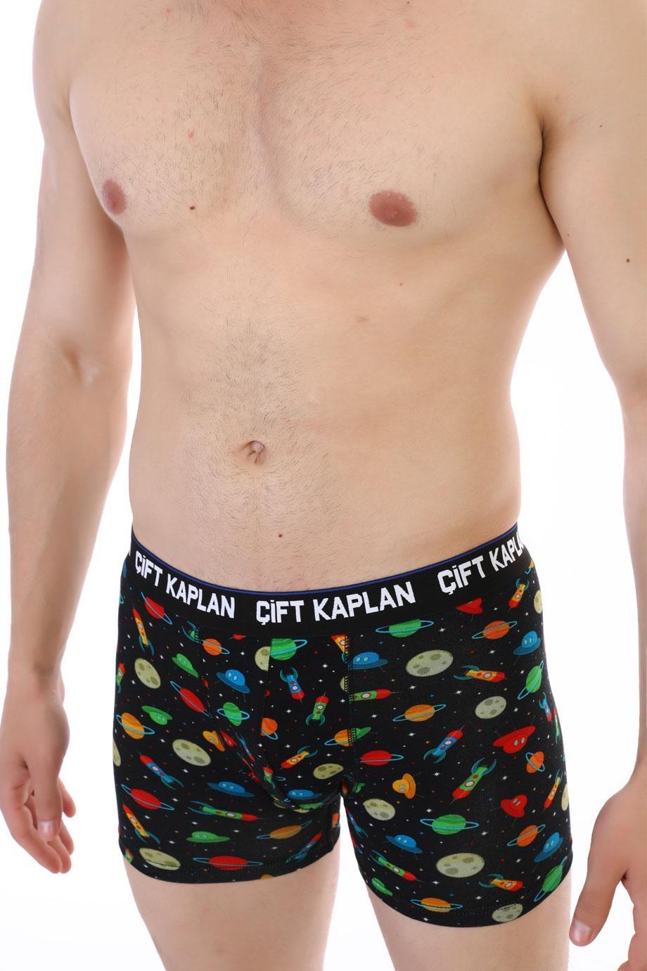 Pamuklu Elastan Somon Erkek Boxer Çift Kaplan 796 - Görsel