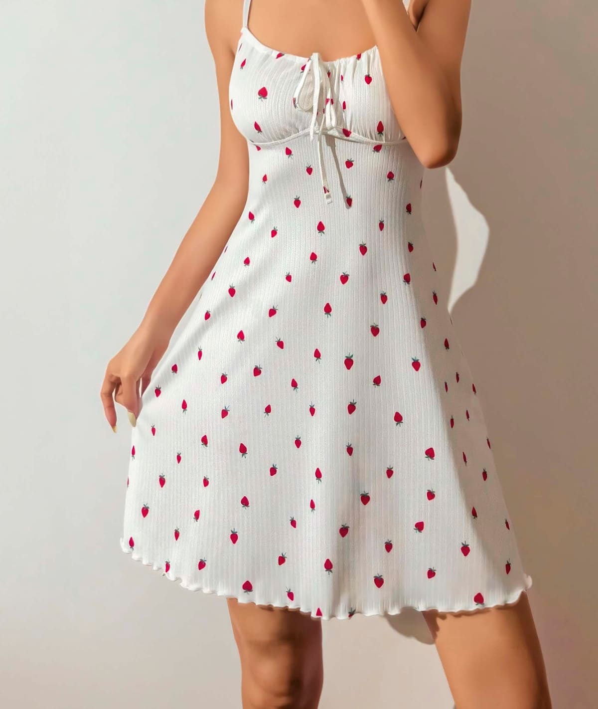 Şeffaf Çilek Desenli Fantezi Body Lily Bianca 13007 - Beyaz