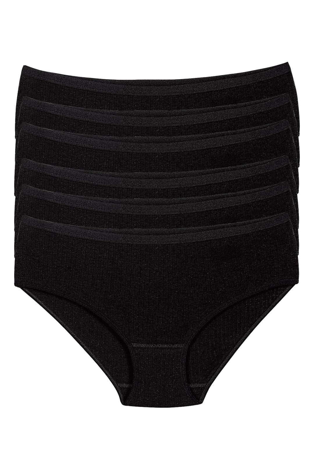 Yüksek Bel Pamuklu Bato Külot 6'lı Paket Somon Yıldız 3587 - Siyah