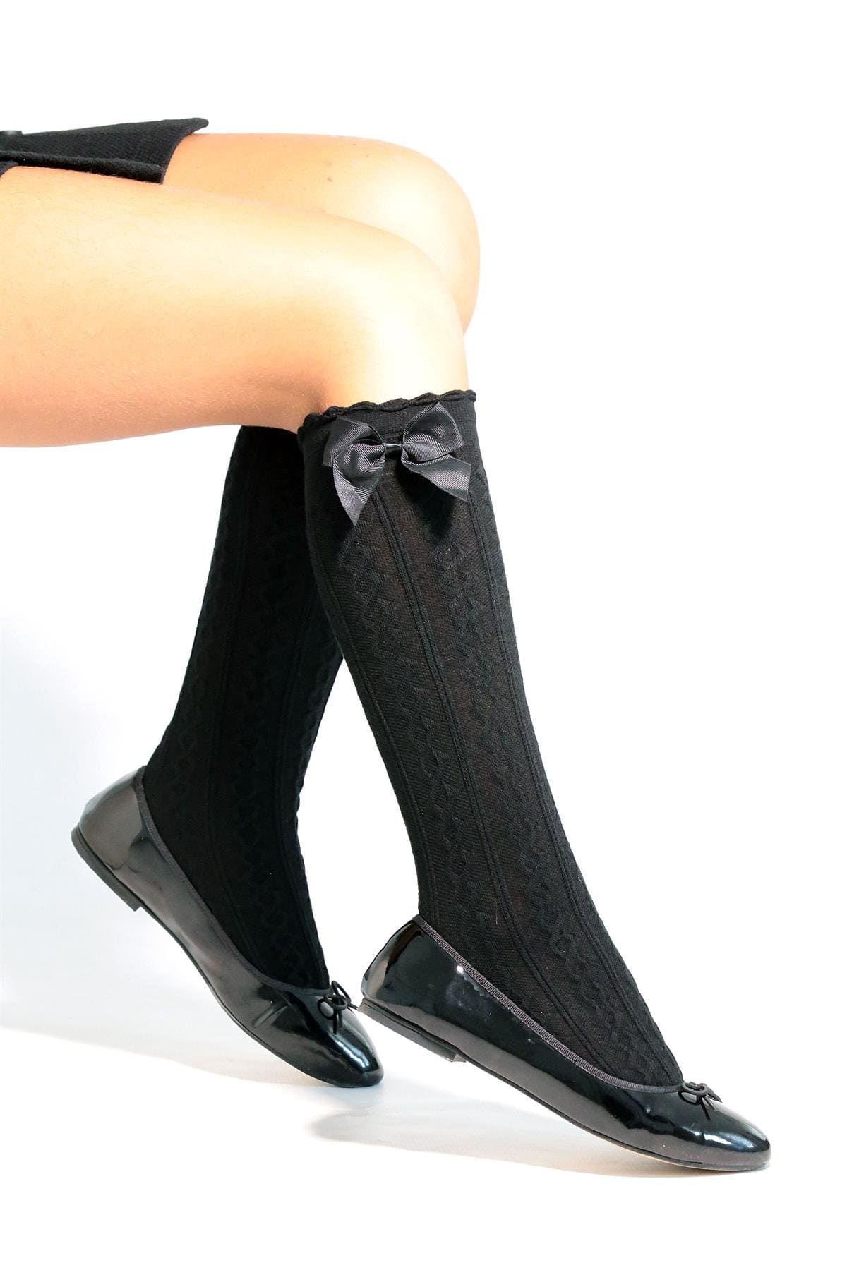 Viskon Elastan Çocuk Dizaltı Çorap Daymod 2222023 - Siyah