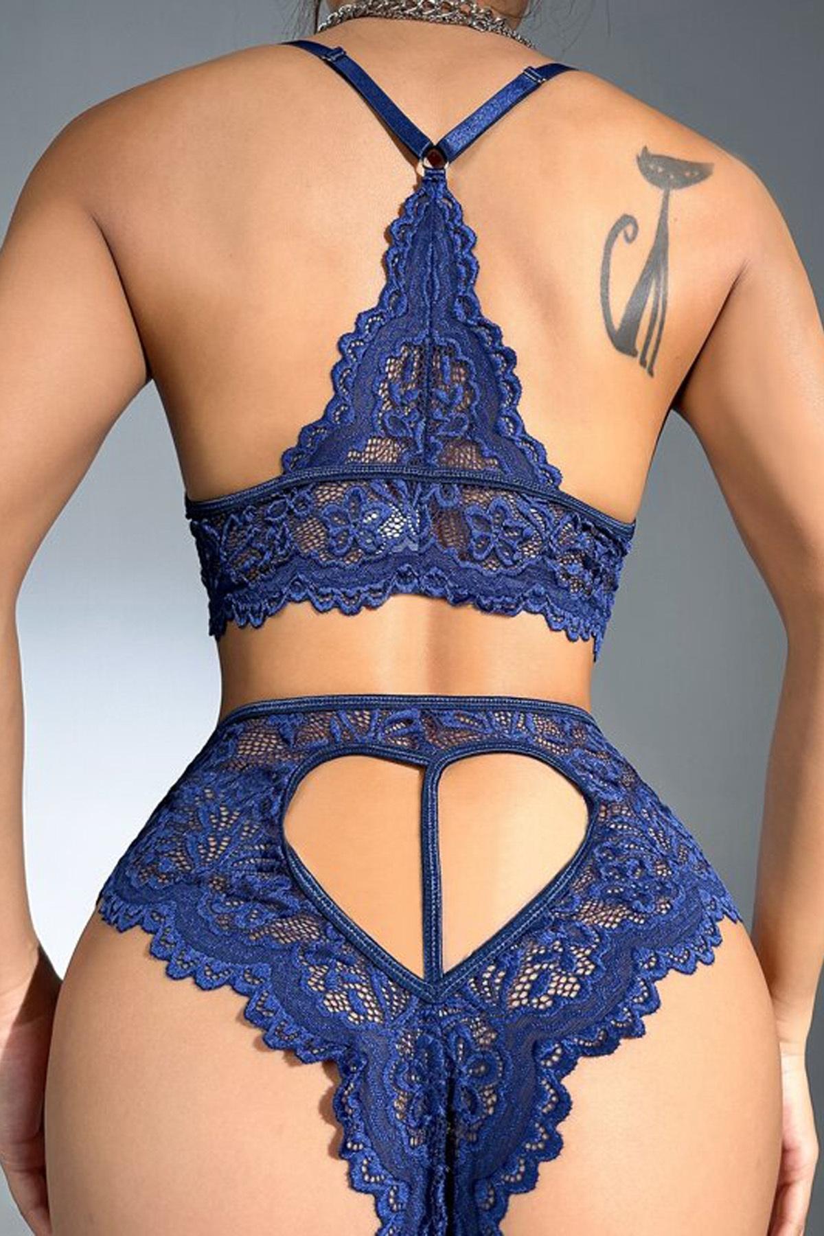Dantel Detaylı Bralet Sütyen Takımı For Dreams 8455 - Lacivert