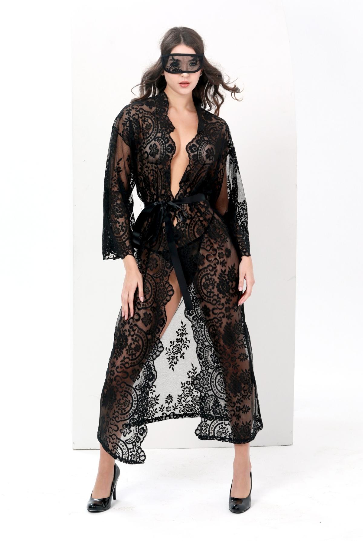 Dantelli Kısa Gecelik Fantezi İç Giyim Moonlight 9440 - Siyah