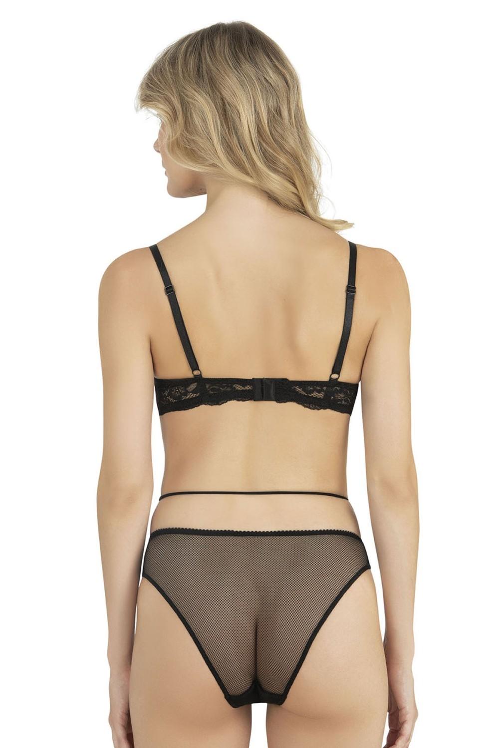 Dantel İşlemeli İpli Sütyen Takım Fabony 4230 - Siyah