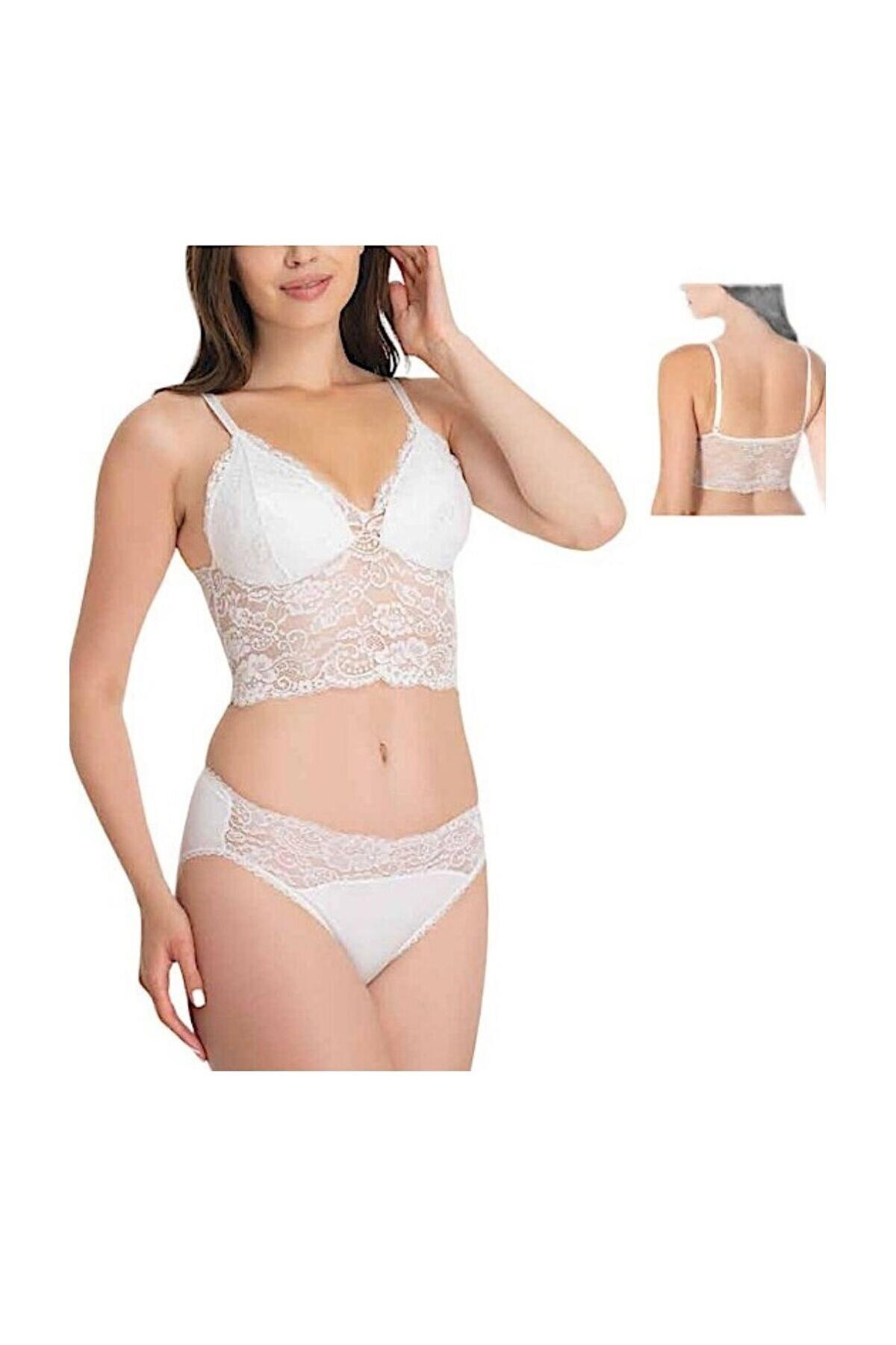 Dantel Detaylı Baleniz Büstiyer Bralet İMER 2215 - Beyaz