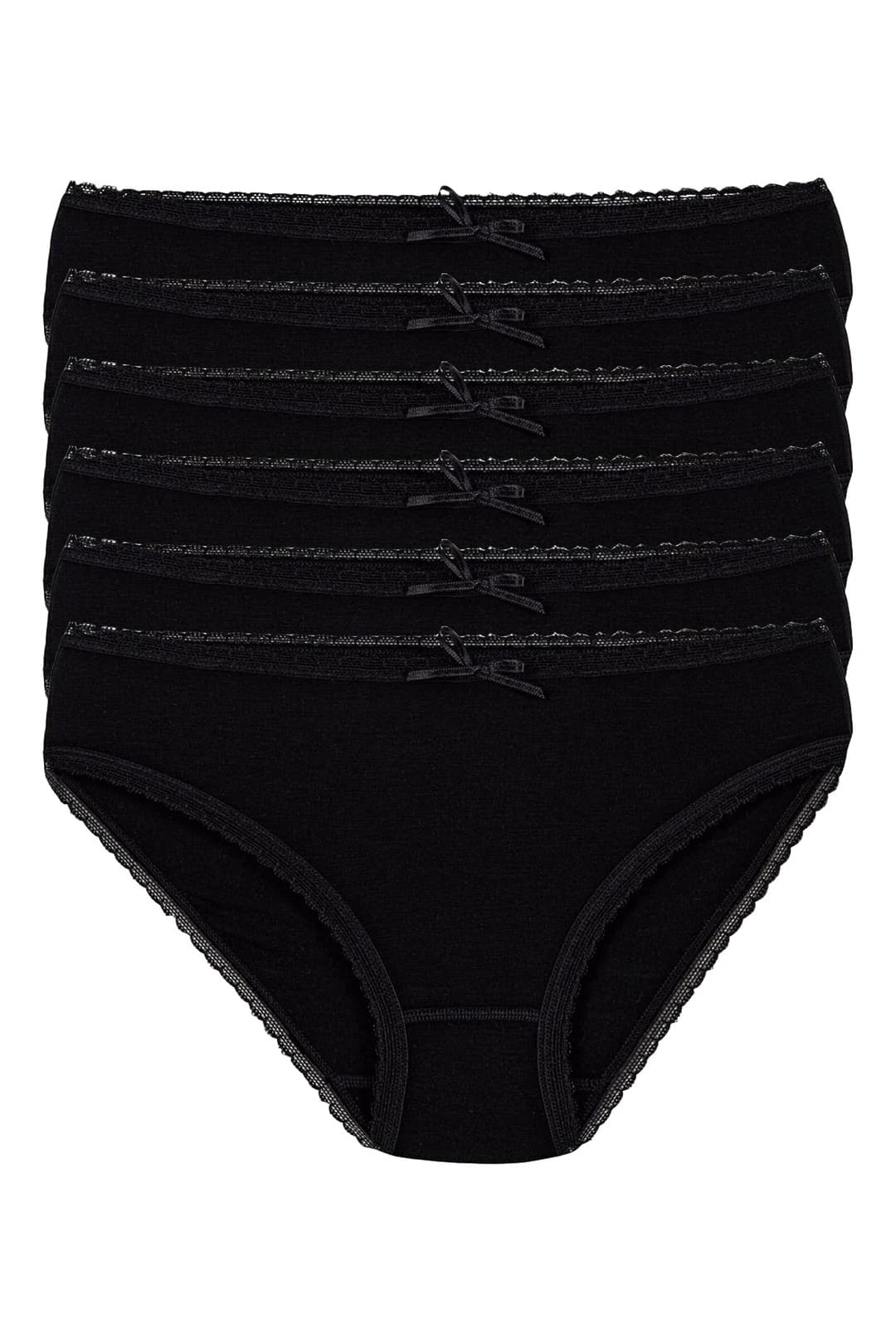 Yüksek Bel Bambu Bikini Külot Somon Yıldız 3881 - Siyah