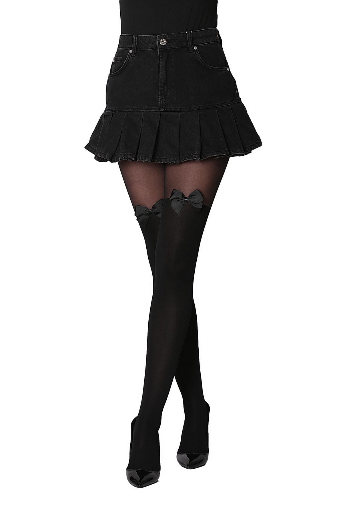 Düşük Denye Aksesuarlı Külotlu Çorap Daymod 1121179 - Siyah