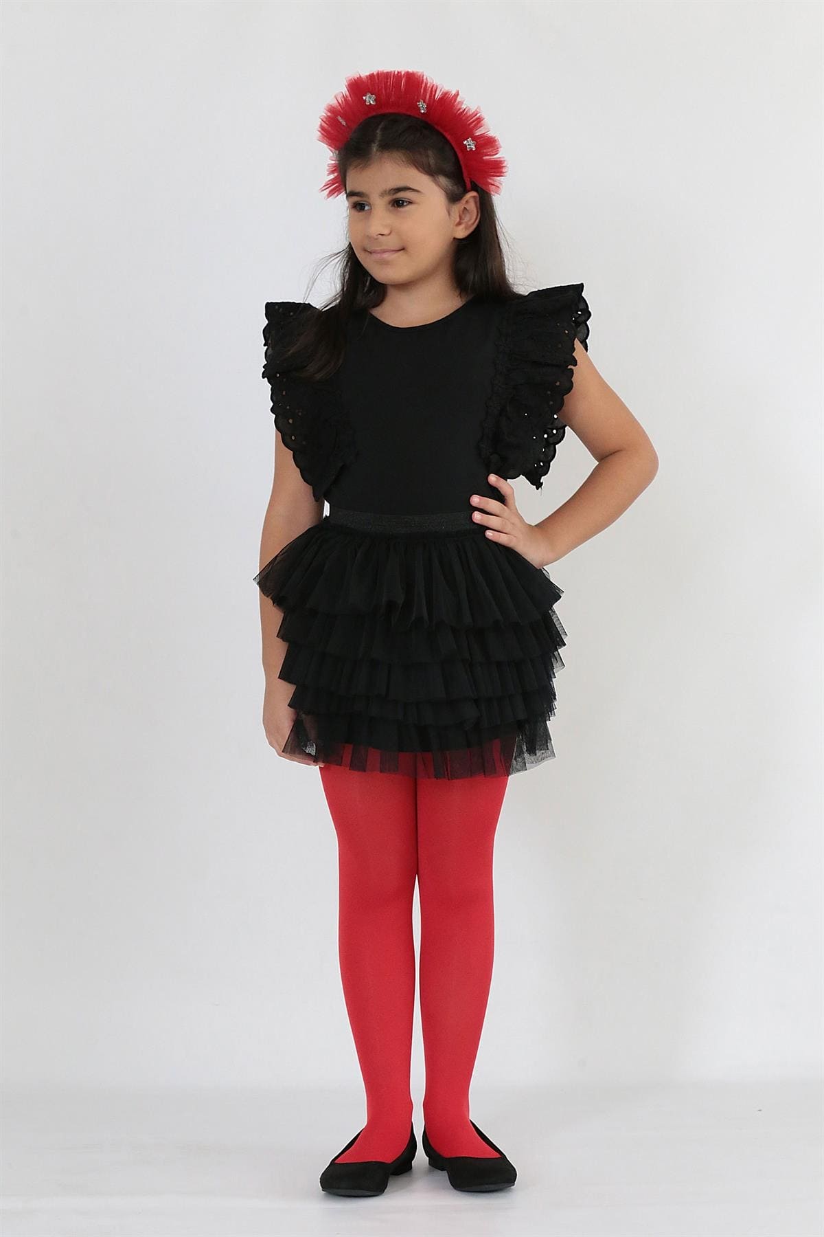 Kaydırmaz Tabanlı Pamuklu Çocuk Külotlu Çorap Daymod 2112001 - Kırmızı