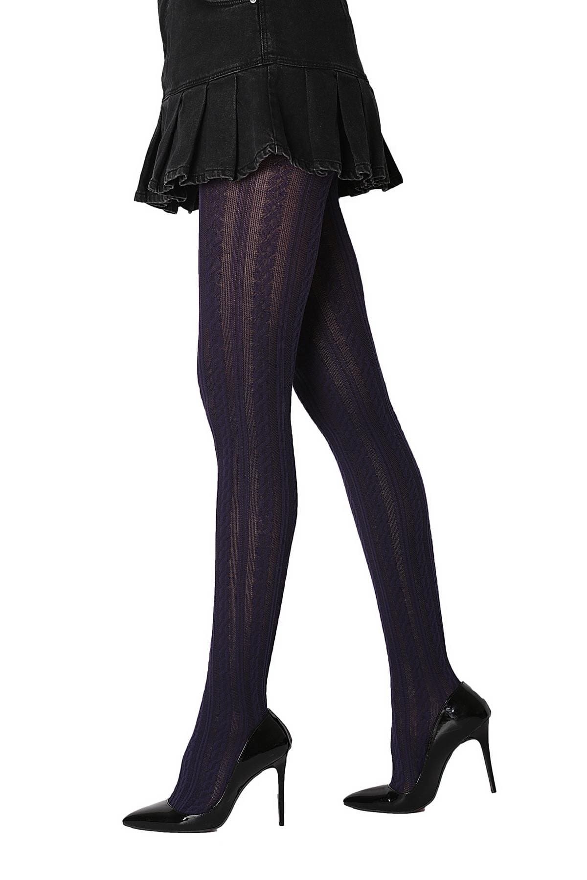 Düşük Denye Desenli Külotlu Çorap Daymod 1126001 - Mor