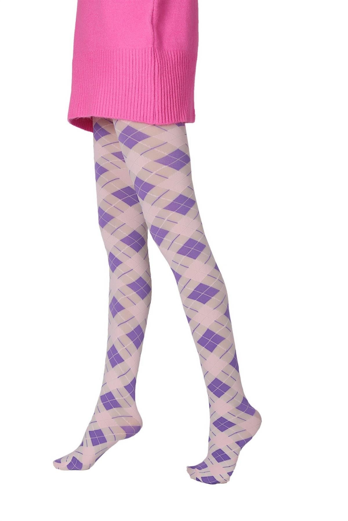Polyamide Elastane Daymod Külotlu Çorap 1122109 - Kemik Pembe Mor