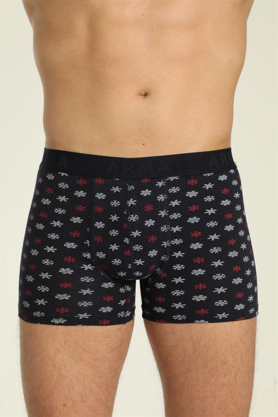 Desenli Likralı Boxer 3'lü Paket Pamuk Elastan Arma Yıldız 1144 - Görsel