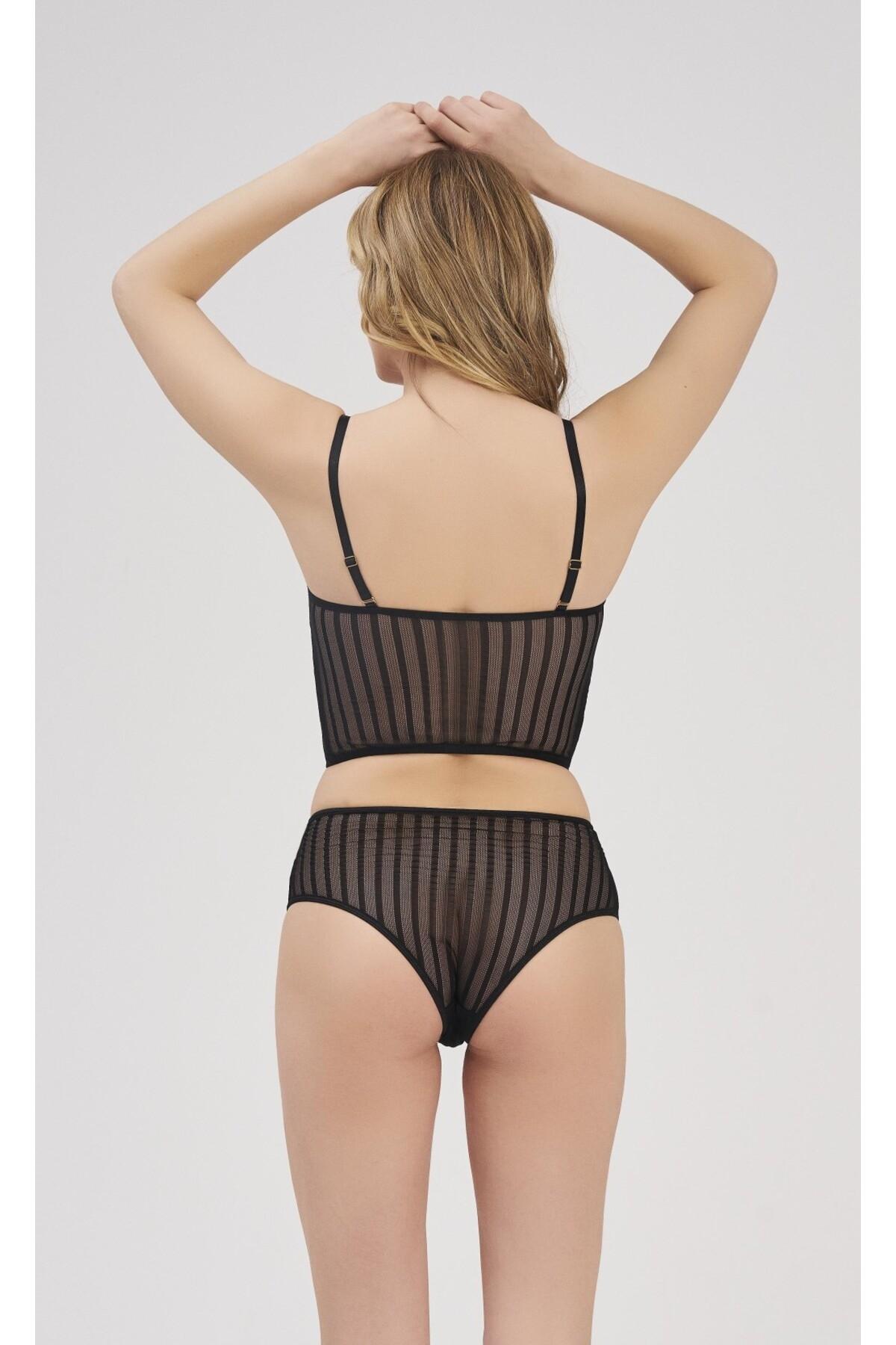 Balensiz Dantel Detaylı Büstiyer Takım Moonlight 325 - Siyah