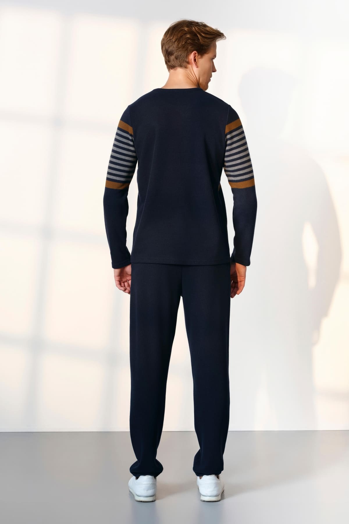 Dik Yaka, Ribana Kesim Erkek Pijama Takımı Doreanse 254546 - Lacivert