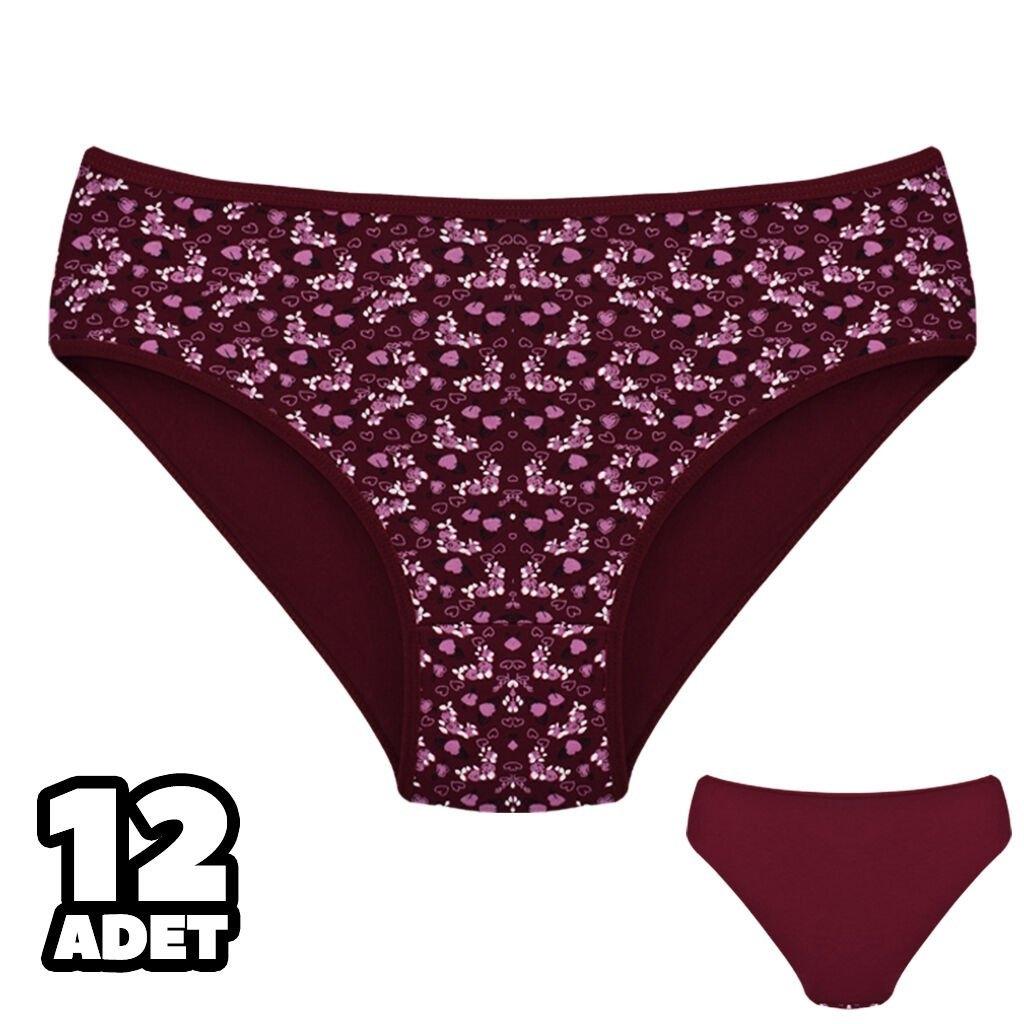 Bordo Çiçek Desenli Pamuklu Slip Külot Dondeza 201 - Bordo