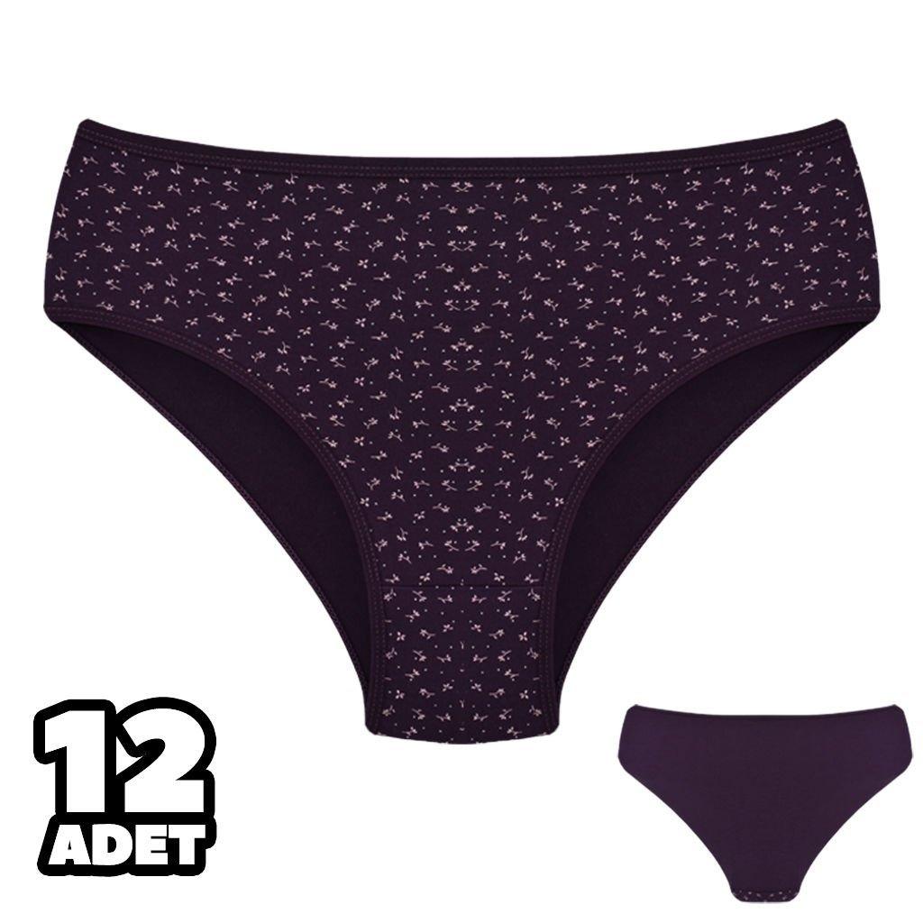 Mor Çiçek Desenli Yüksek Bel Slip Külot Dondeza 201 - Mor