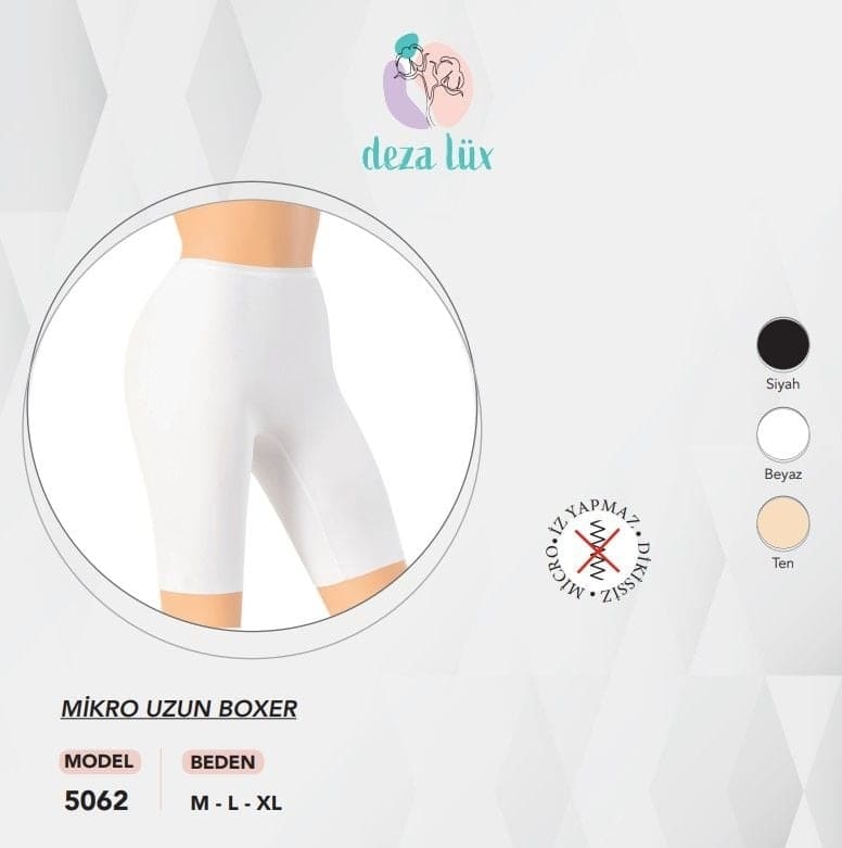 Yüksek Bel Karın Desteği Uzun Boxer Dondeza 5062 - Beyaz