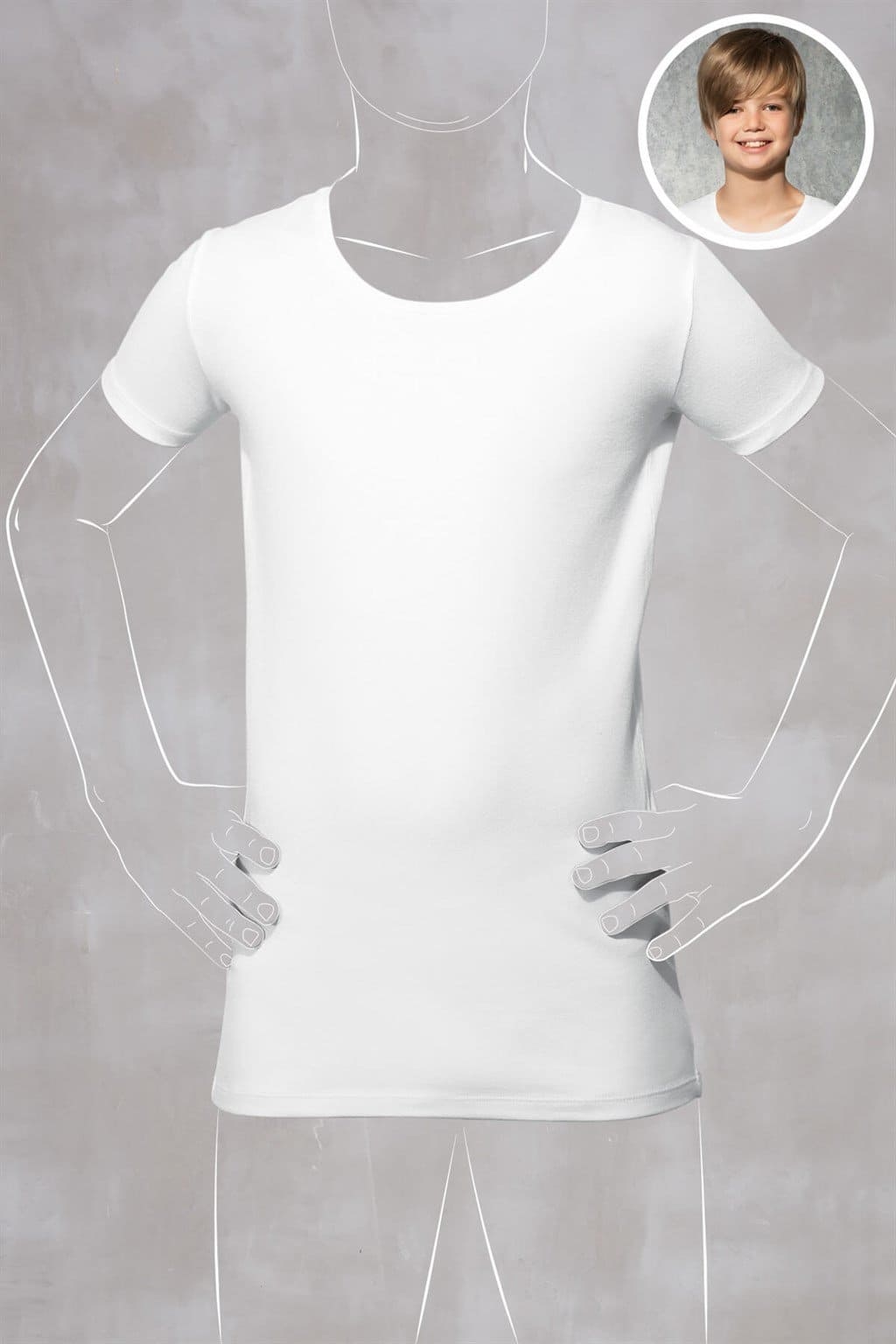 Anti-alerjik Modal Pamuklu Çocuk T-shirt Doreanse 700 - Beyaz