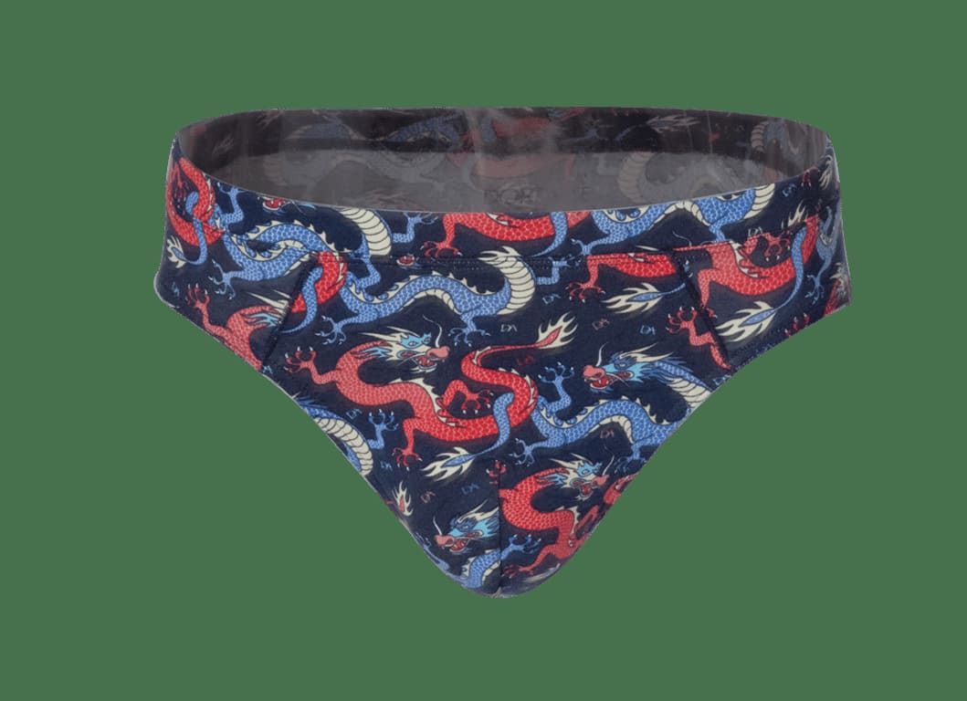 Renkli Ejderha Desenli Slip Erkek İç Giyim Doreanse 1427 - Lacivert