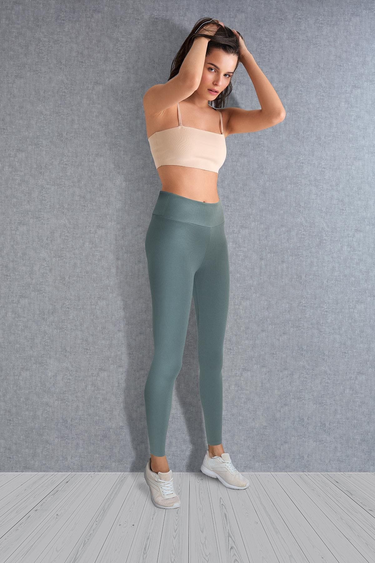 Yüksek Bel Fitilli Spor Tayt Doreanse 8041 - Vizon