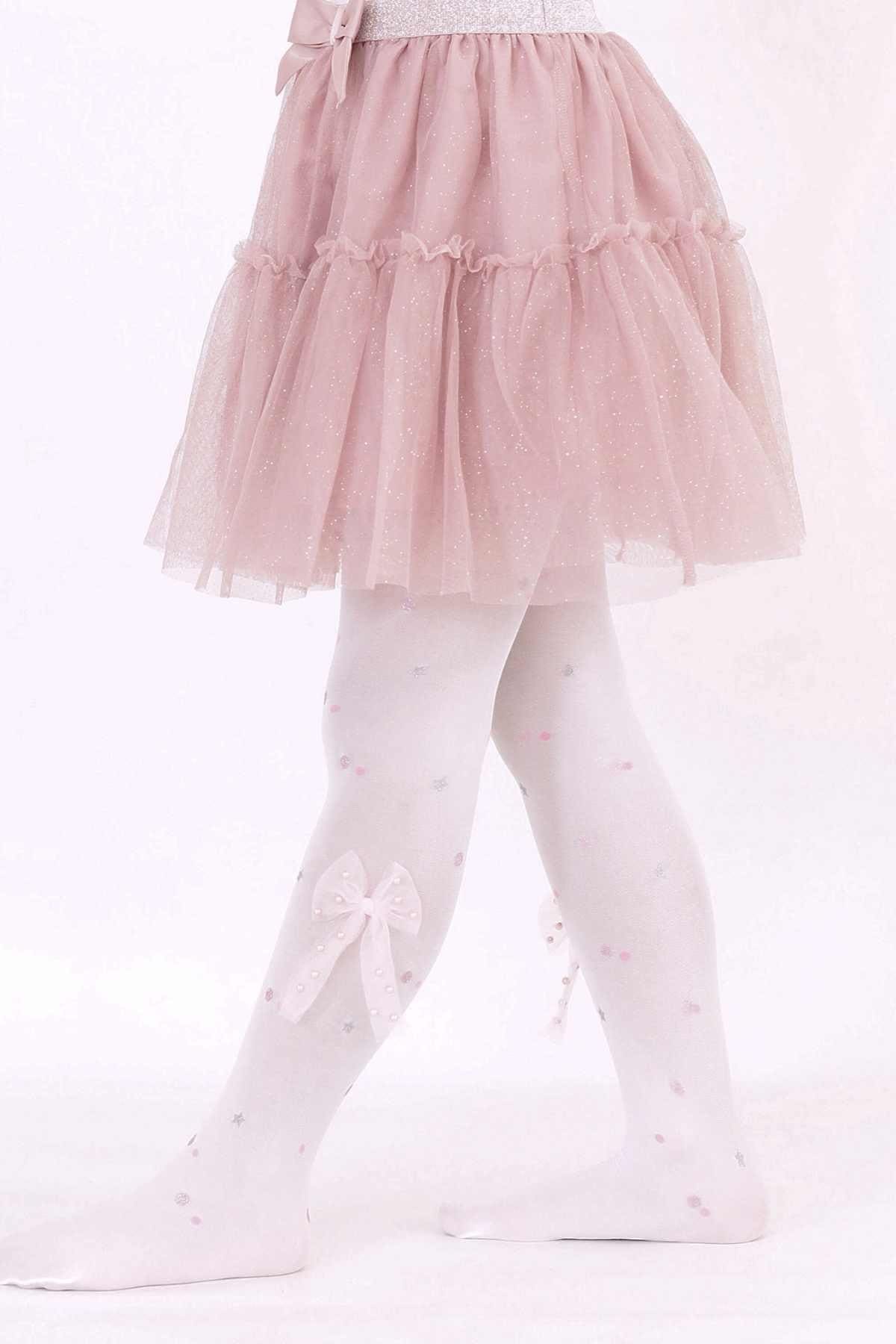 Kaydırmaz Tabanlı Pamuklu Çocuk Külotlu Çorap Daymod 2125175 - Beyaz