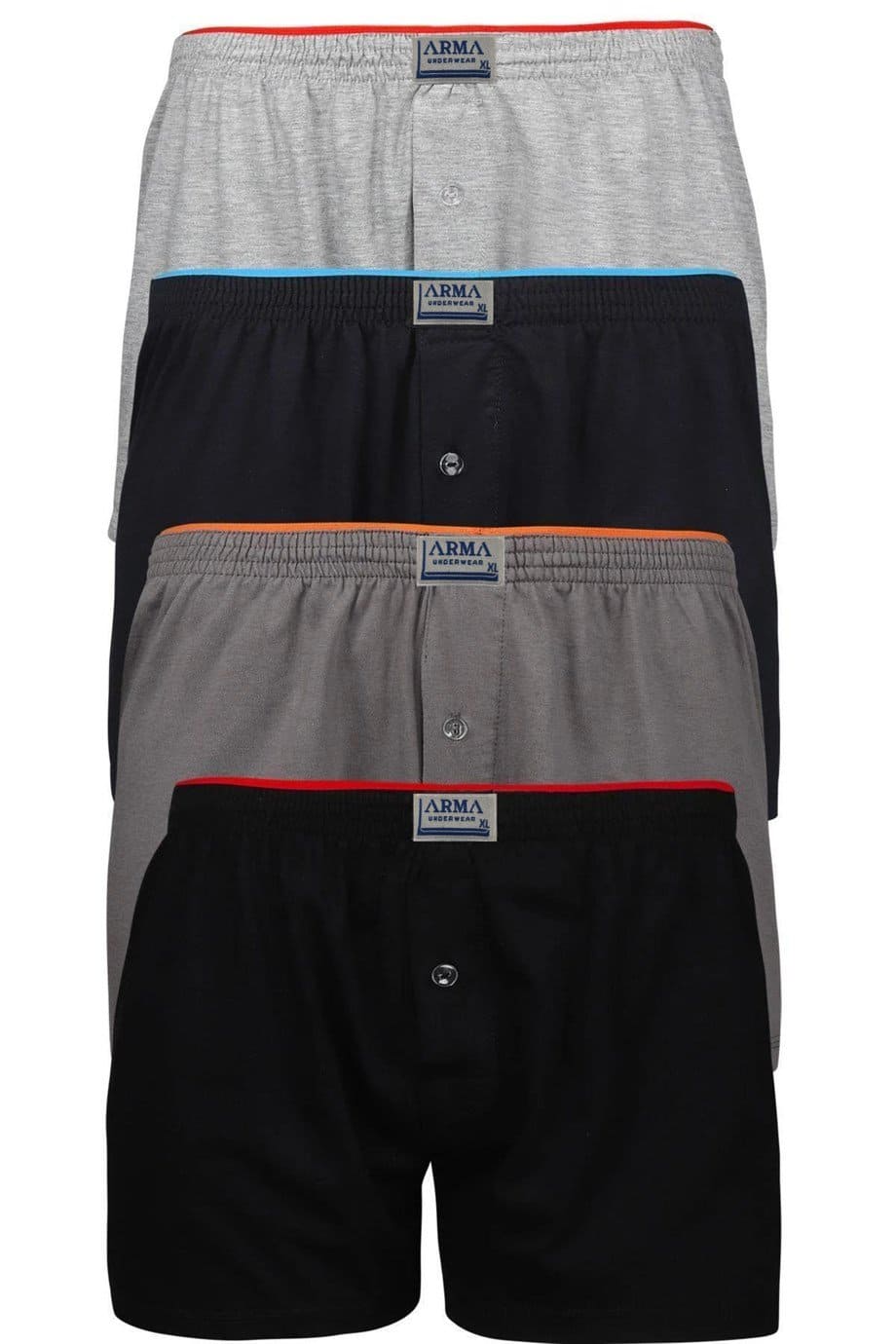 Düğmeli Havlu Bel Boxer 4'lü Paket Pamuk Süprem Arma 1140 - Siyah