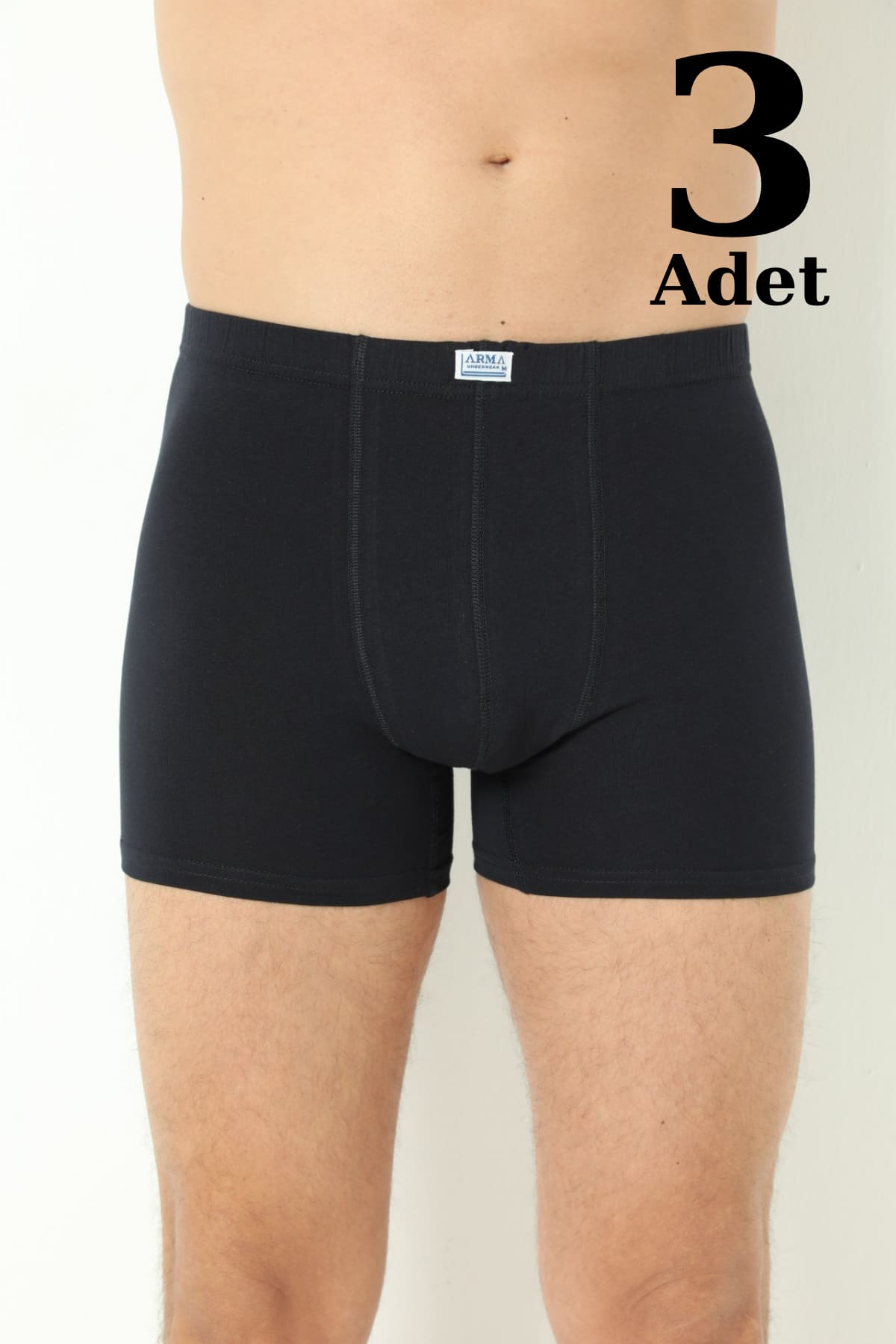 Pamuklu Likralı Düz Erkek Boxer Arma 1170 - Siyah