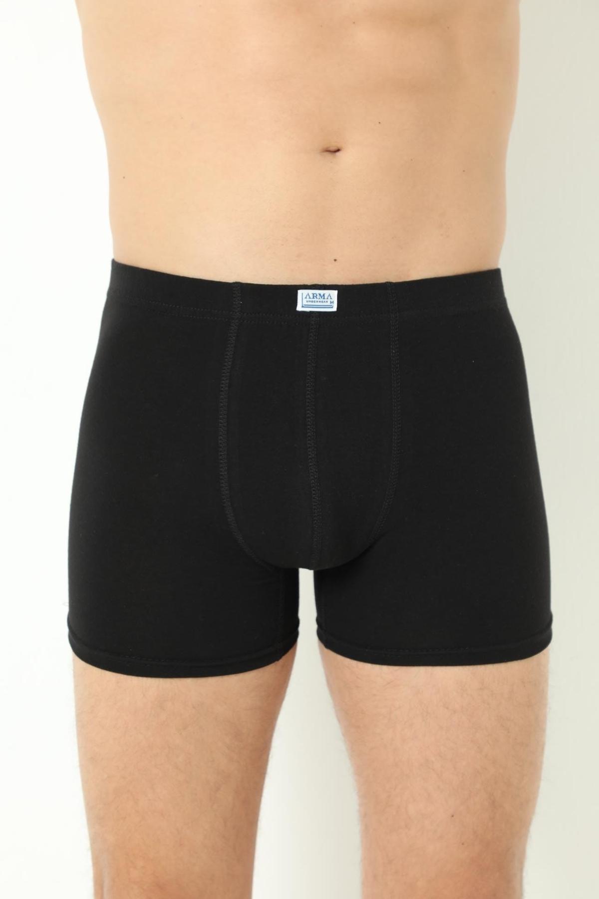 Pamuklu Likralı Düz Erkek Boxer Arma 1170 - Siyah