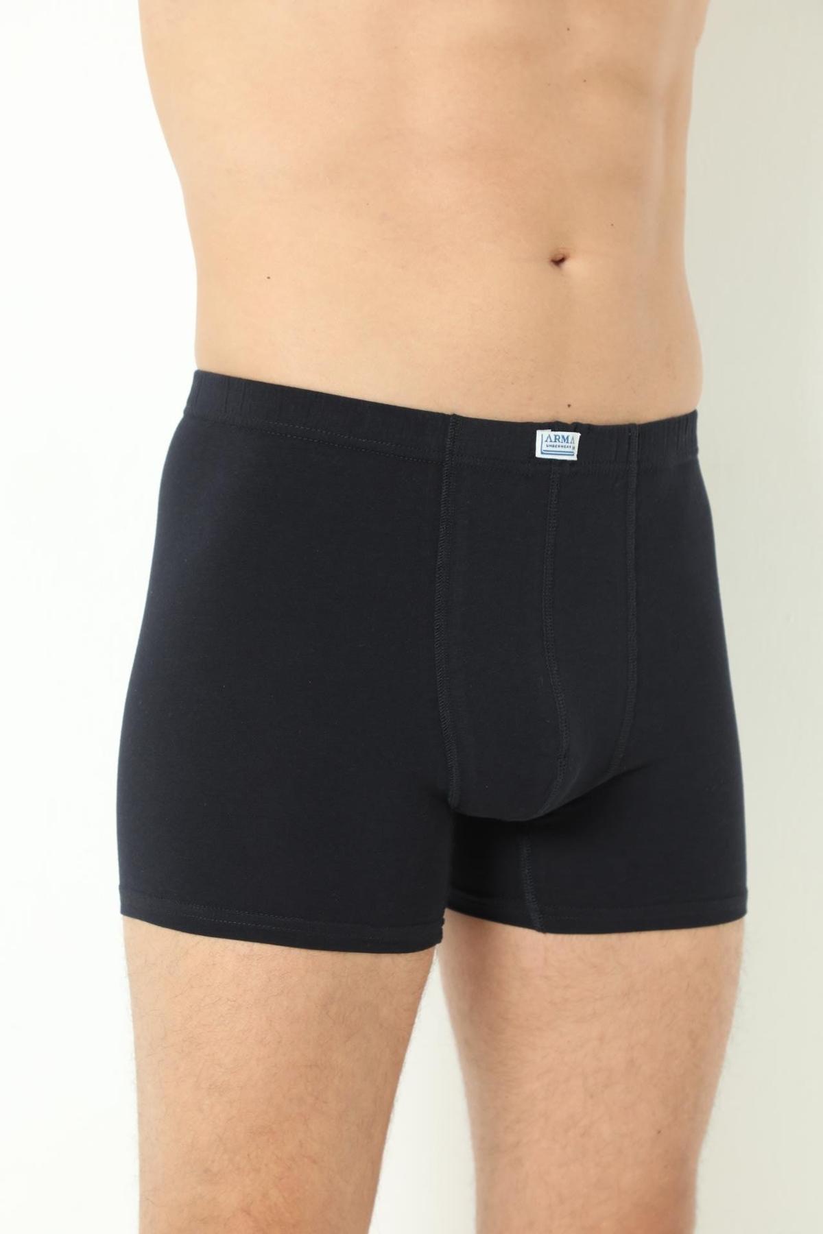 Pamuklu Likralı Düz Erkek Boxer Arma 1170 - Siyah