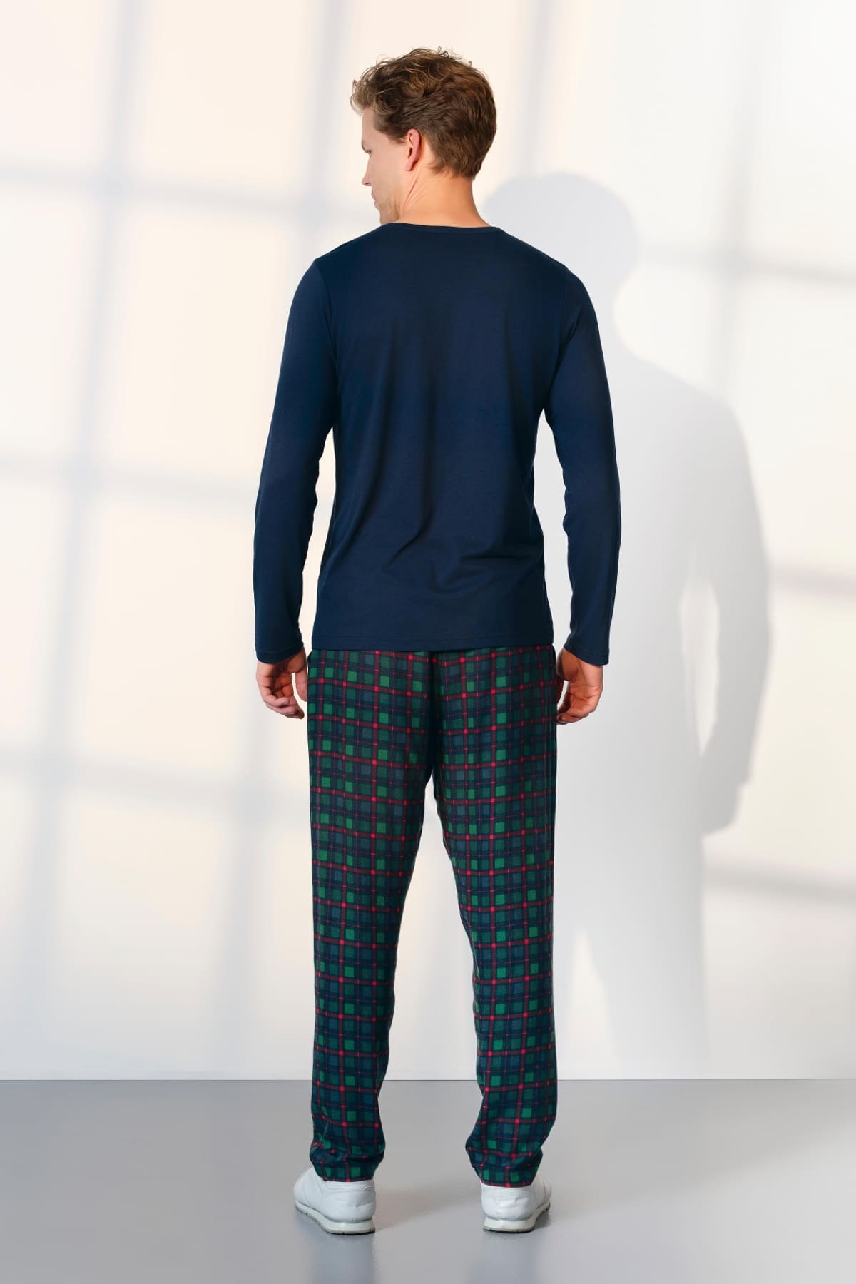 Ekru Renkli Modal-Pamuk Erkek Pijama Takımı Doreanse 25K4533 - Lacivert