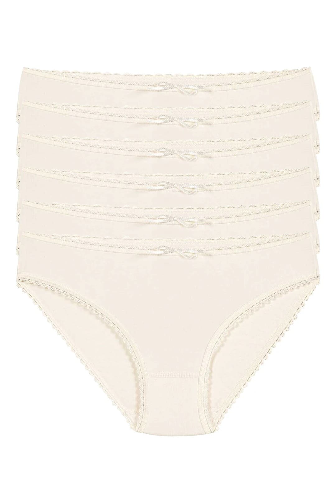 Yüksek Bel Bambu Dantelli Bikini Külot Yıldız 3902 - Ekru