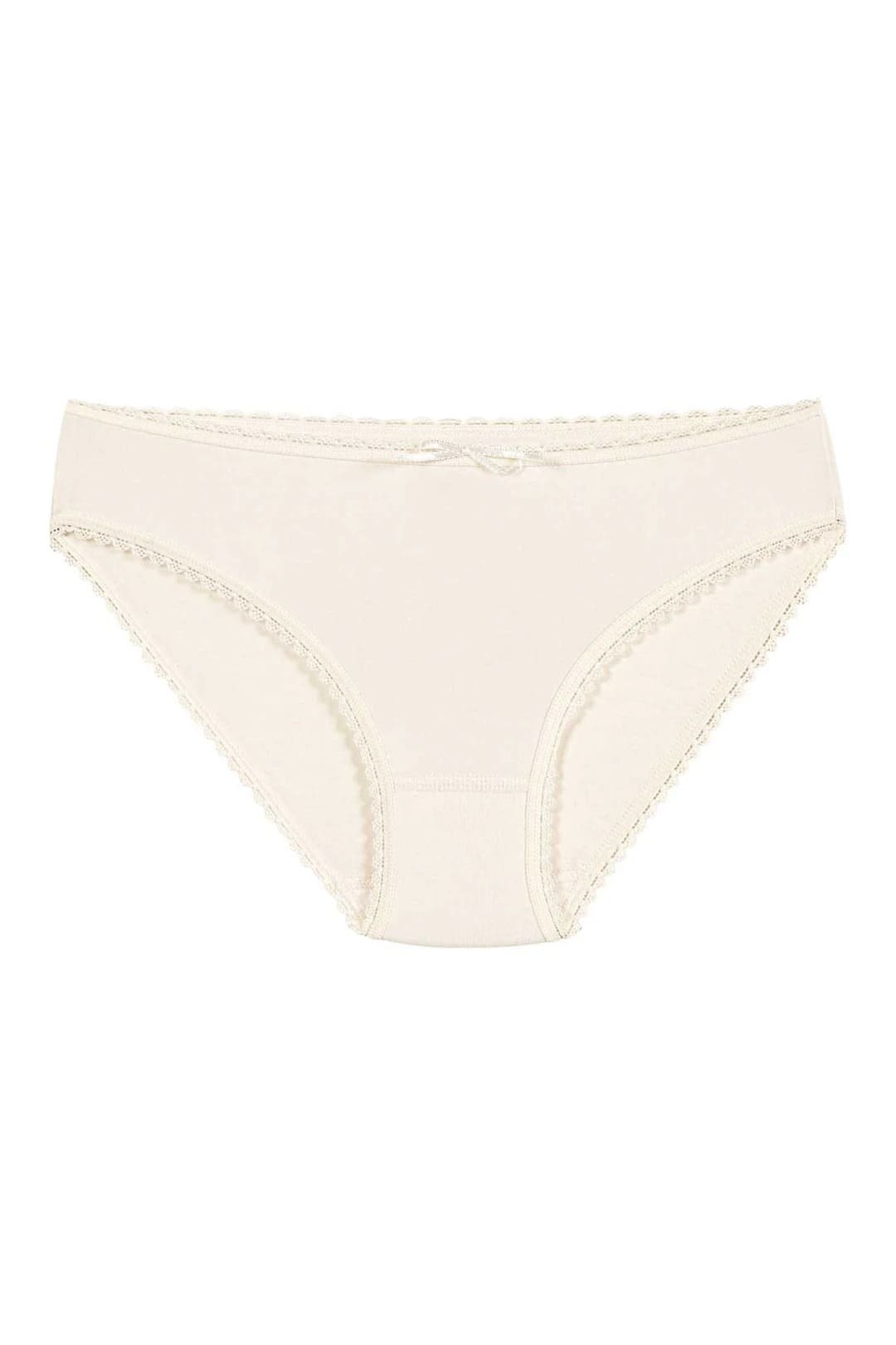 Yüksek Bel Bambu Dantelli Bikini Külot Yıldız 3902 - Ekru