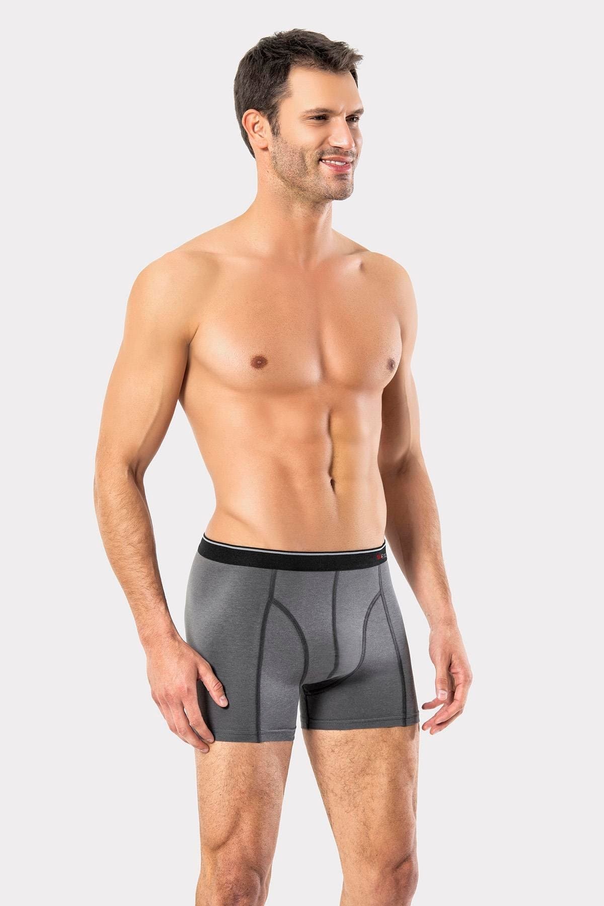 Pamuk Elastan Esnek Bel Klasik Boxer Erdem 1445 - Antrasit