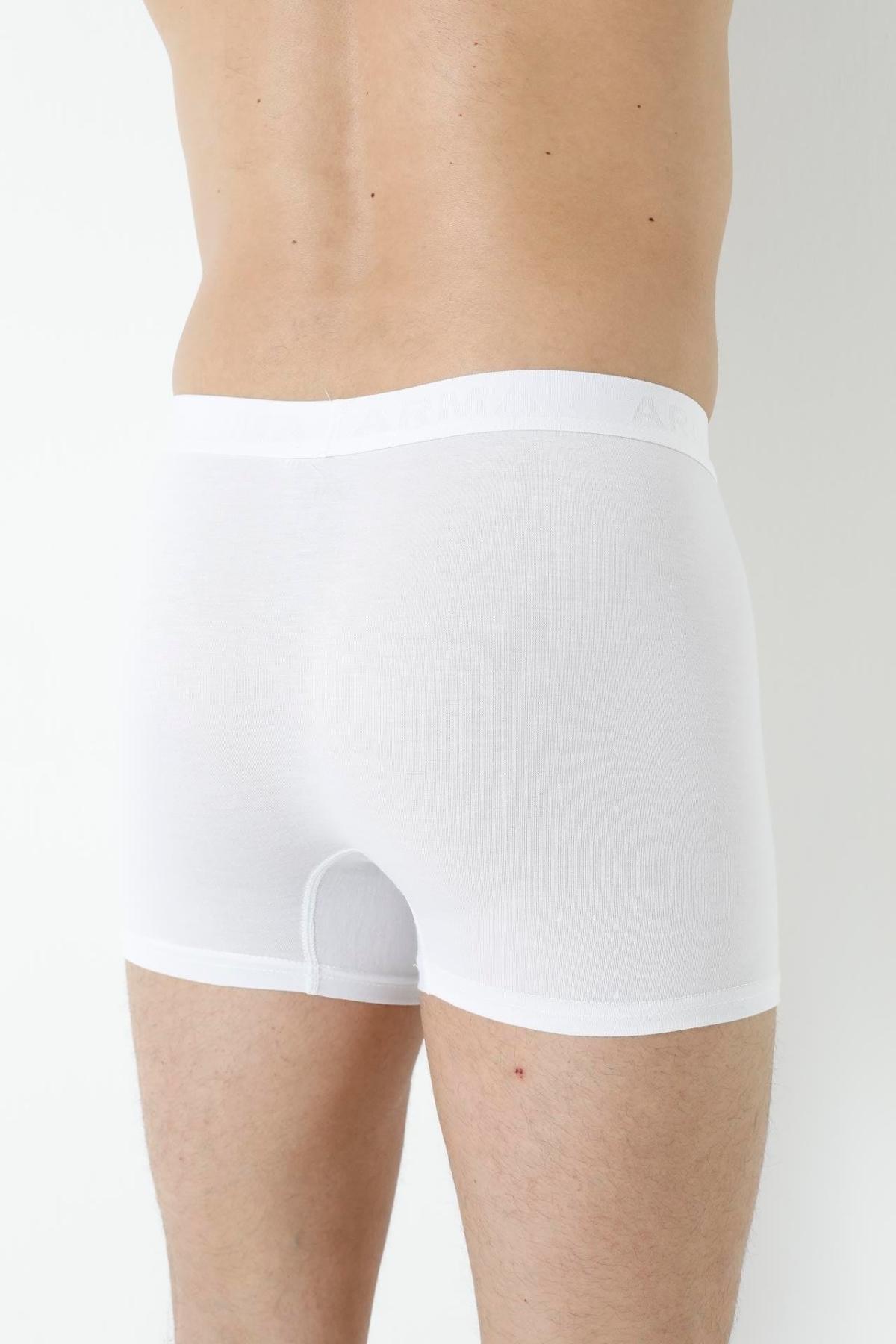 Bambu Kumaş Esnek Bel Boxer Arma Yıldız 1172 - Beyaz