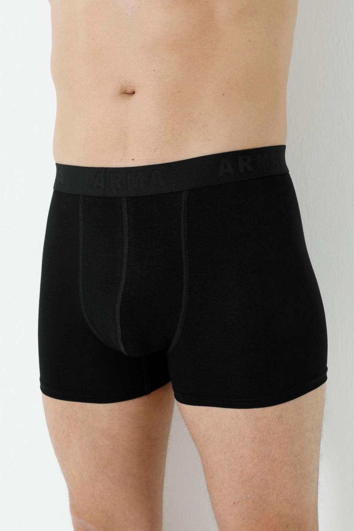 Yumuşak Bambu Likralı Boxer Arma Yıldız 1172 - Siyah