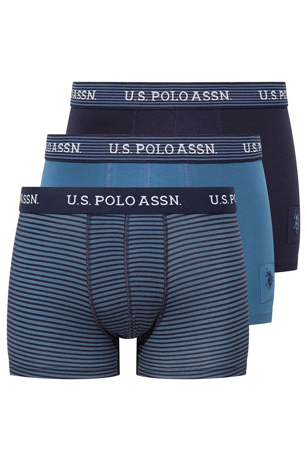 Pamuklu Yüksek Bel Erkek Boxer U.S. Polo Assn. 80515 - Mavi