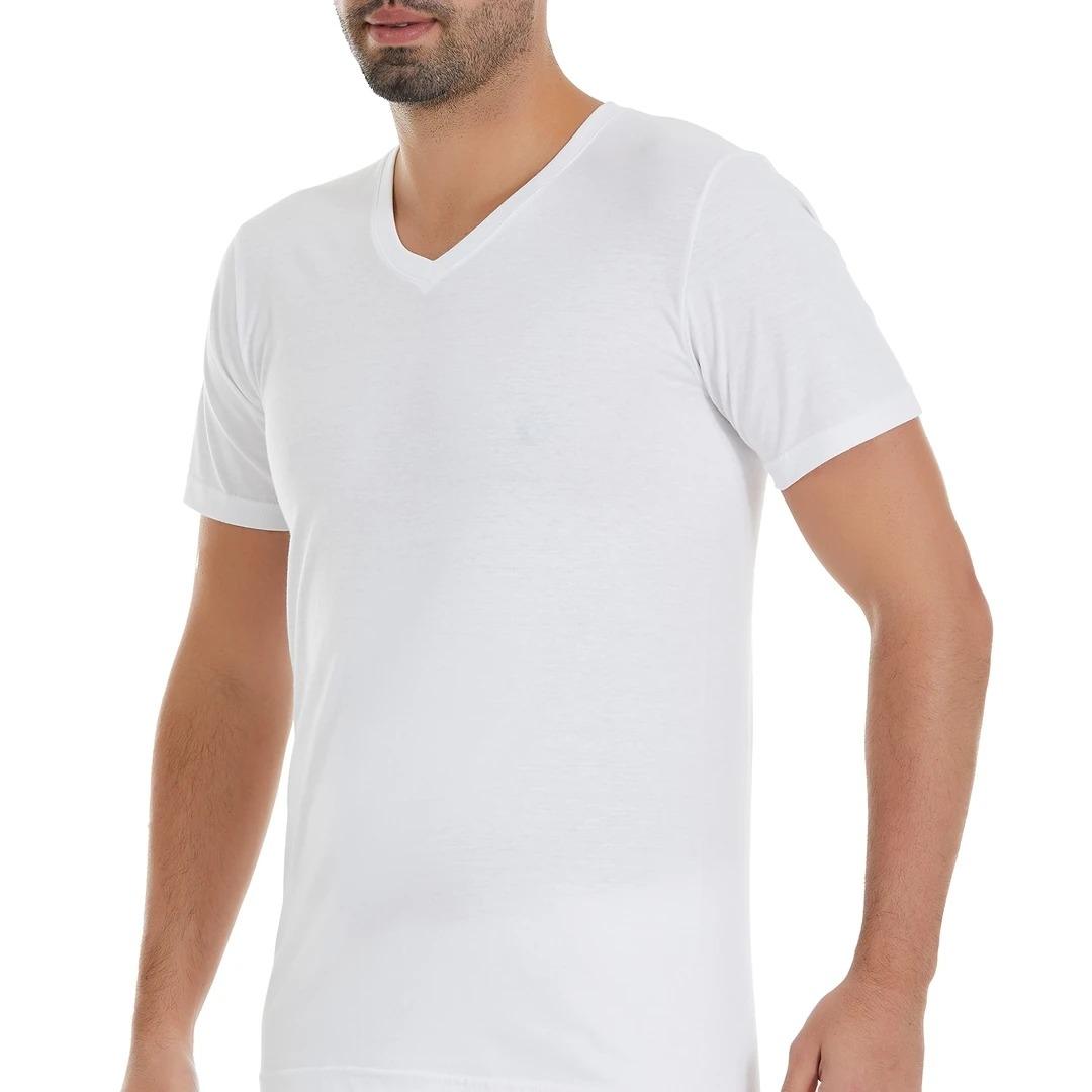 Pamuklu Ribana V-Yaka Kısa Kollu Atlet Yıldız 23 - Beyaz