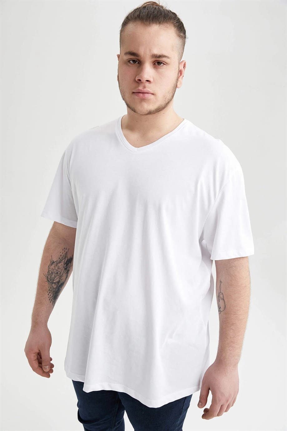 V Yaka Pamuk Penye Süprem Erkek Atlet Arma Yıldız 9160 - Beyaz