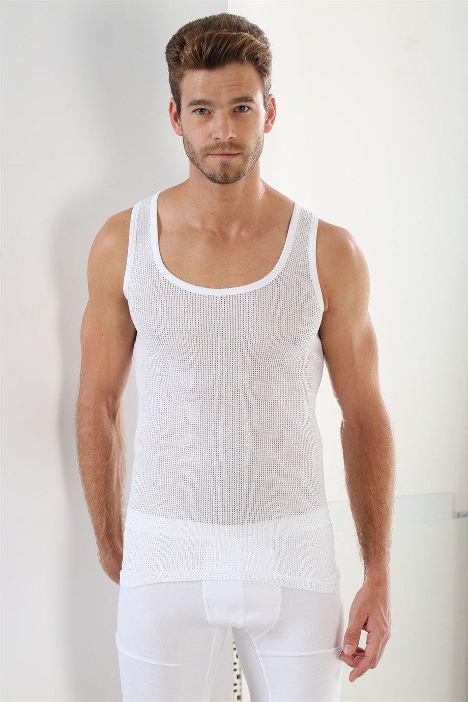 Pamuk File Kesim Atlet Arma Yıldız 1121 - Beyaz