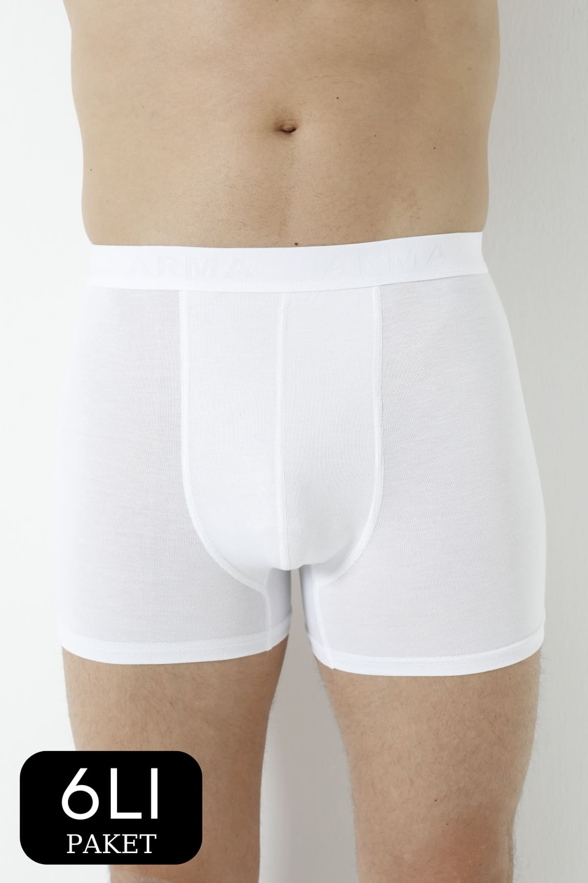 Beyaz Pamuklu Likralı Boxer Arma Yıldız 1144 - Beyaz