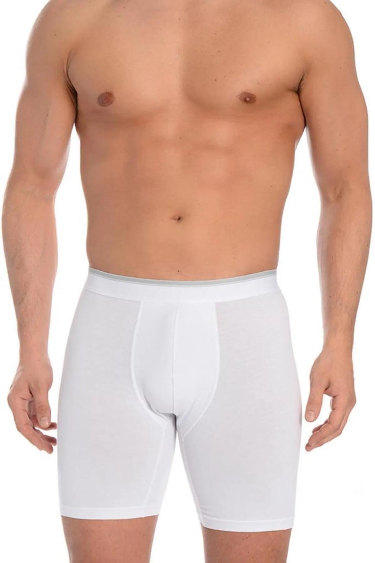 Uzun Paçalı Pamuklu Likralı Boxer 3'lü Paket Arma Yıldız 1173 - Beyaz